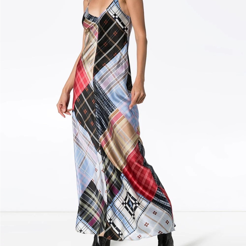 ISO Ganni Patchwork Check Slip Dress